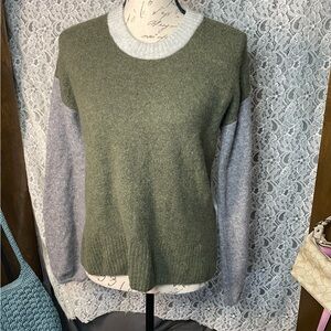 Madewell olive green and grey merino wool and alpaca blend sweater